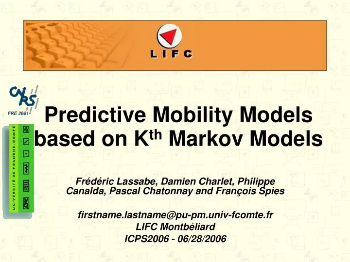 predictive mobility models based on k th markov models