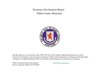 Economic Development Report Talbot County, Maryland