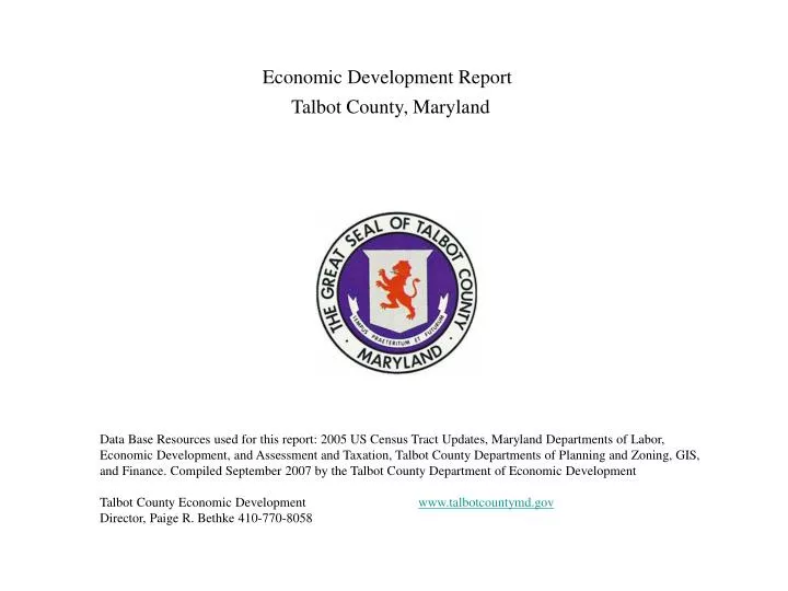 economic development report talbot county maryland