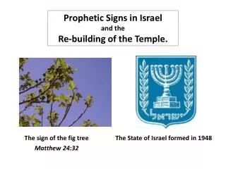 Prophetic Signs in Israel and the Re-building of the Temple.