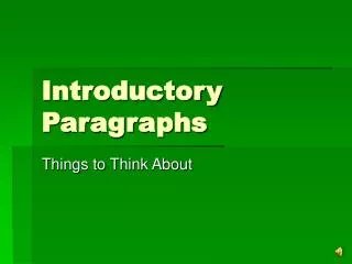 Introductory Paragraphs