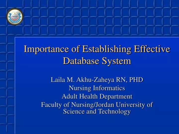 importance of establishing effective database system