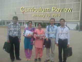 Curriculum Review January 13, 2010