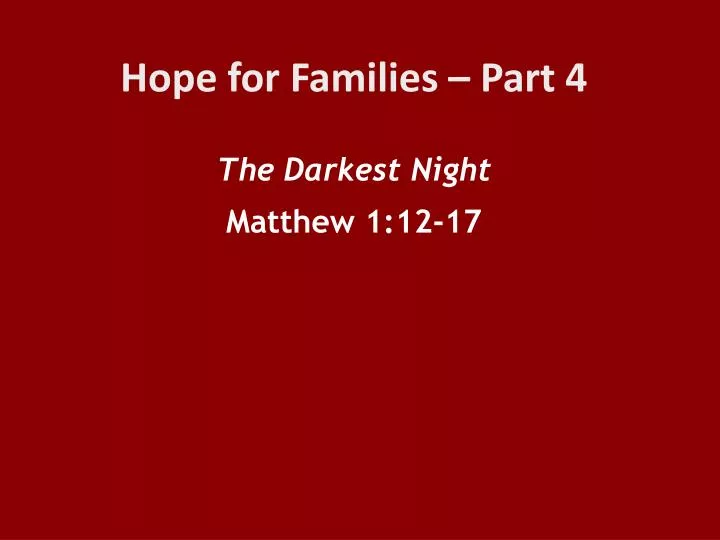 hope for families part 4