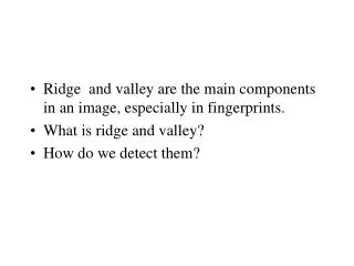 Ridge and valley are the main components in an image, especially in fingerprints.