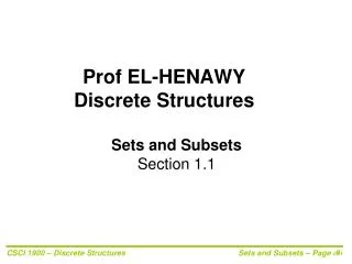 Prof EL-HENAWY Discrete Structures