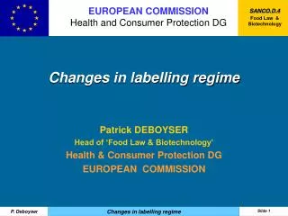 Changes in labelling regime