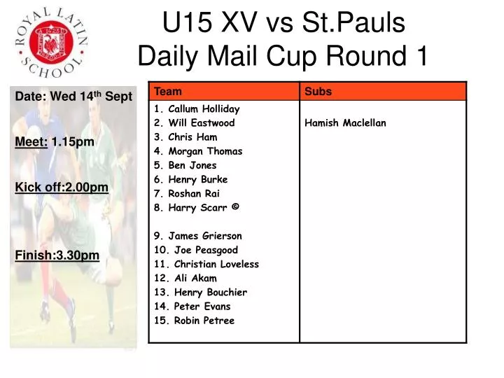 u15 xv vs st pauls daily mail cup round 1