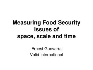 Measuring Food Security Issues of space, scale and time