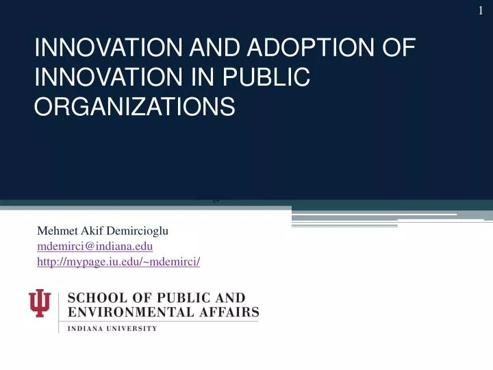 innovation and adoption of innovation in public organizations