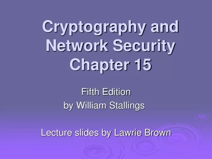 cryptography and network security chapter 15