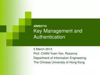 IE MS5710 Key Management and Authentication