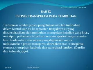 proses transpirasi tanaman