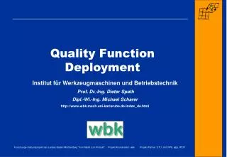 quality function deployment