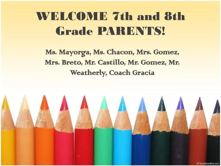 welcome 7th and 8th grade parents