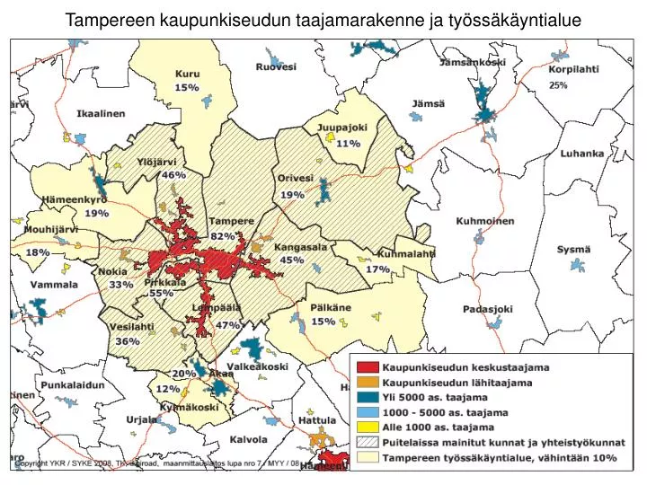 tampereen kaupunkiseudun taajamarakenne ja ty ss k yntialue