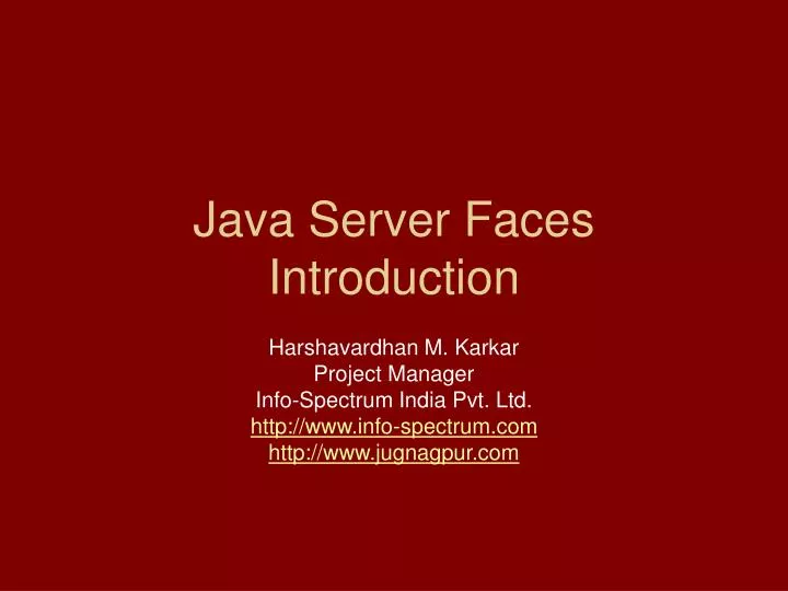 java server faces introduction