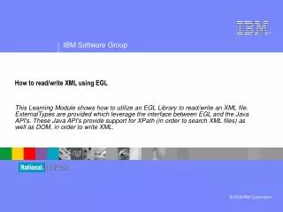 How to read/write XML using EGL