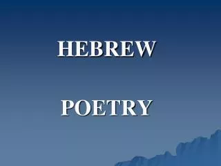 HEBREW POETRY