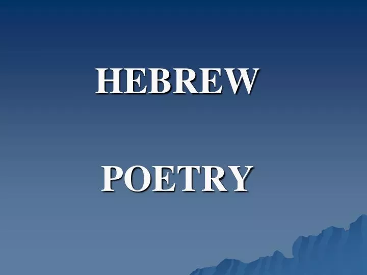 hebrew poetry