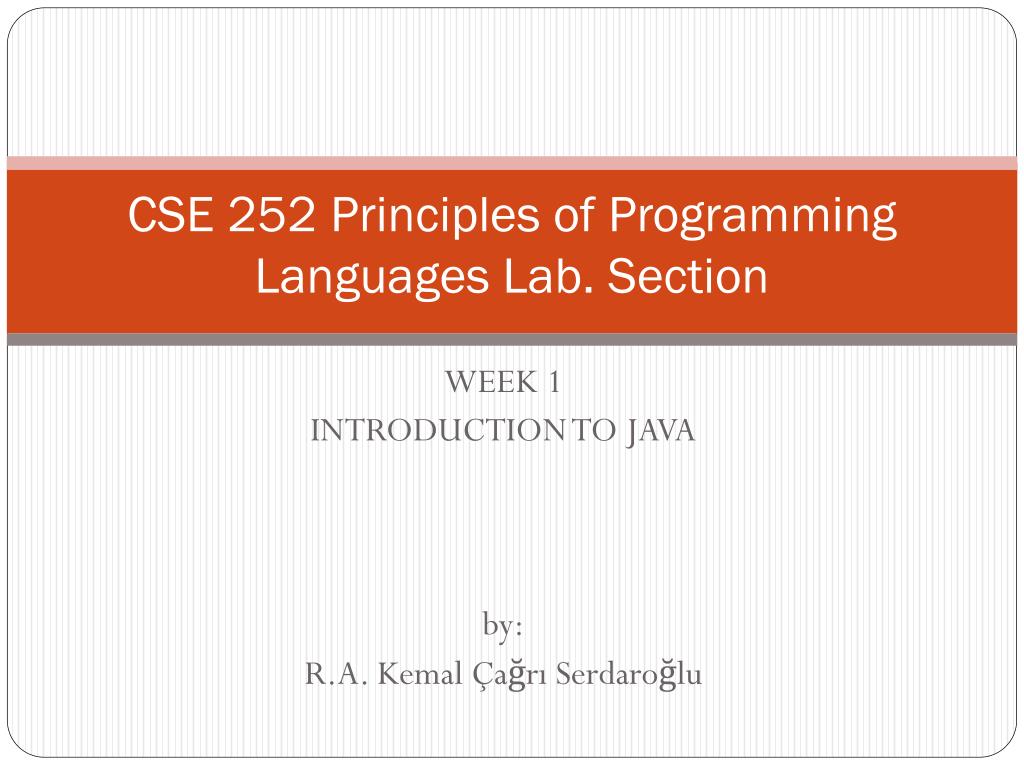 PPT - CSE 252 Principles of Programming Languages Lab . Section ...