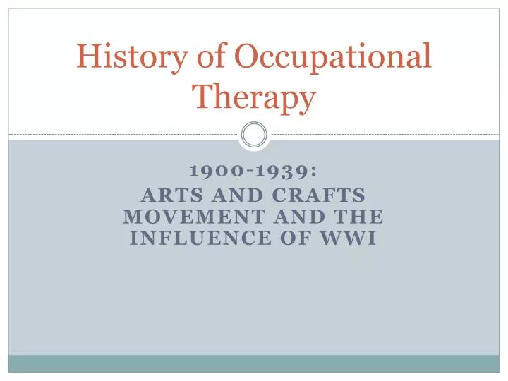history of occupational therapy