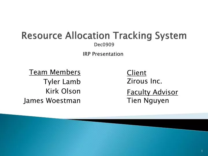 resource allocation tracking system dec0909