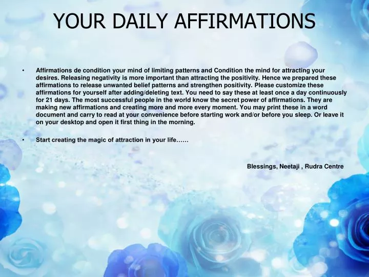 your daily affirmations