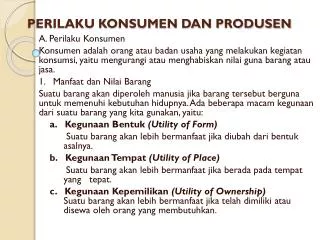 perilaku konsumen dan produsen