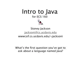 Intro to Java for ECS 160