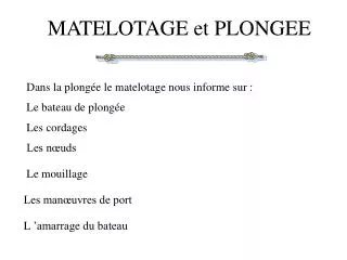 matelotage et plongee