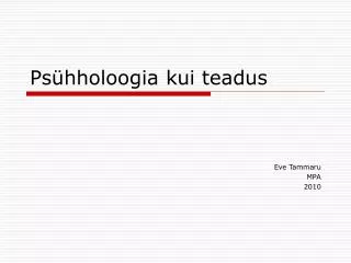 ps hholoogia kui teadus