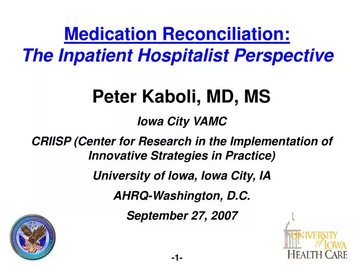 medication reconciliation the inpatient hospitalist perspective