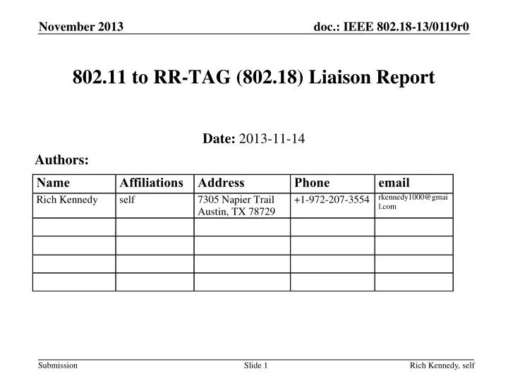 802 11 to rr tag 802 18 liaison report
