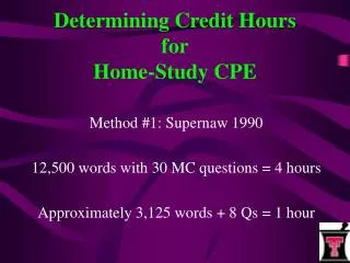 Determining Credit Hours for Home-Study CPE