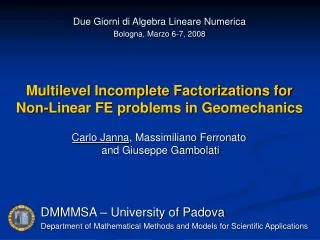 Multilevel Incomplete Factorizations for Non-Linear FE problems in Geomechanics