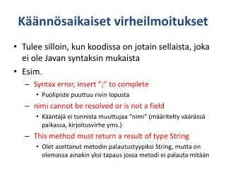 k nn saikaiset virheilmoitukset