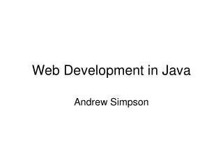 Web Development in Java
