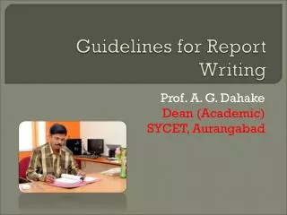 Prof. A. G. Dahake Dean (Academic) SYCET, Aurangabad