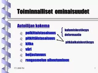 toiminnalliset ominaisuudet