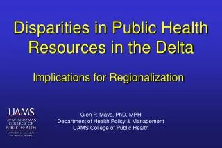 Disparities in Public Health Resources in the Delta