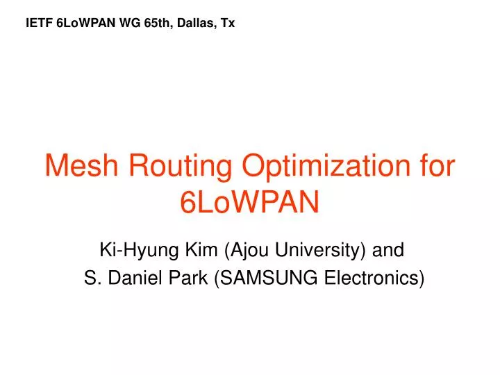mesh routing optimization for 6lowpan