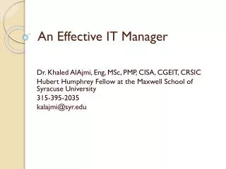 An Effective IT Manager