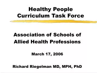 Healthy People Curriculum Task Force