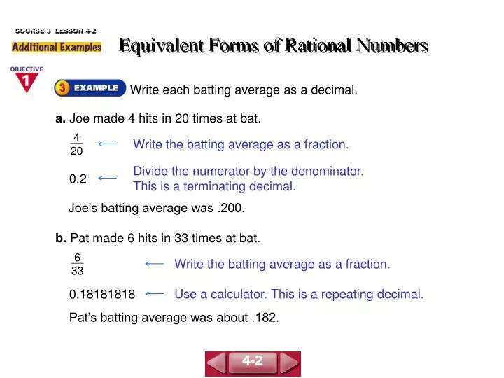 equivalent forms of rational numbers