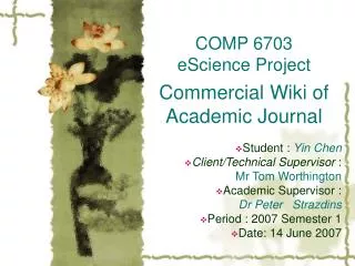 COMP 6703 eScience Project Commercial Wiki of Academic Journal