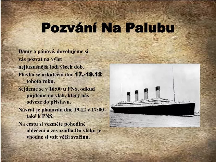 pozv n na palubu