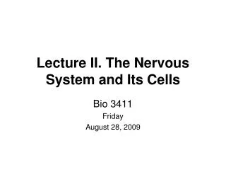 Lecture II. The Nervous System and Its Cells