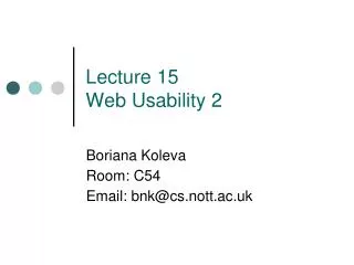 Lecture 15 Web Usability 2