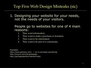 Top Five Web Design Misteaks (sic)